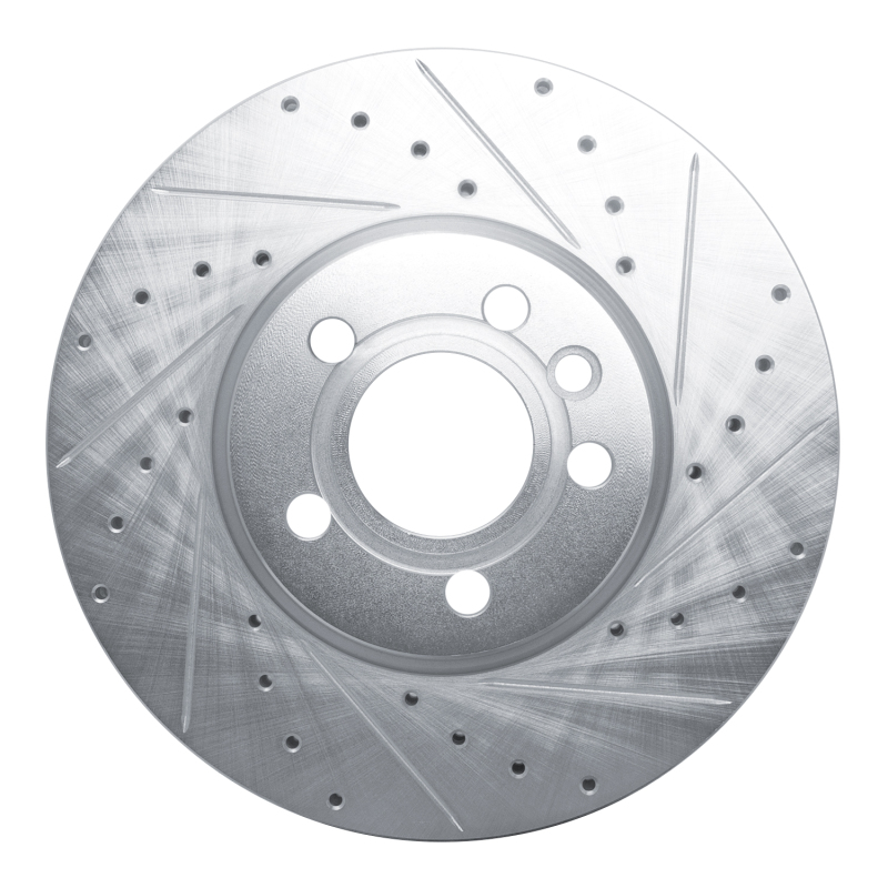 Volkswagen EuroVan Brake Rotor (1) - Front Right - R1 Concepts - Drilled & Slotted - Silver - `01-`03